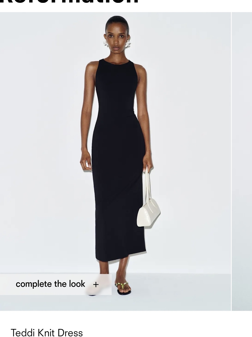 Reformation Black Sleeveless Midi Knit Dress